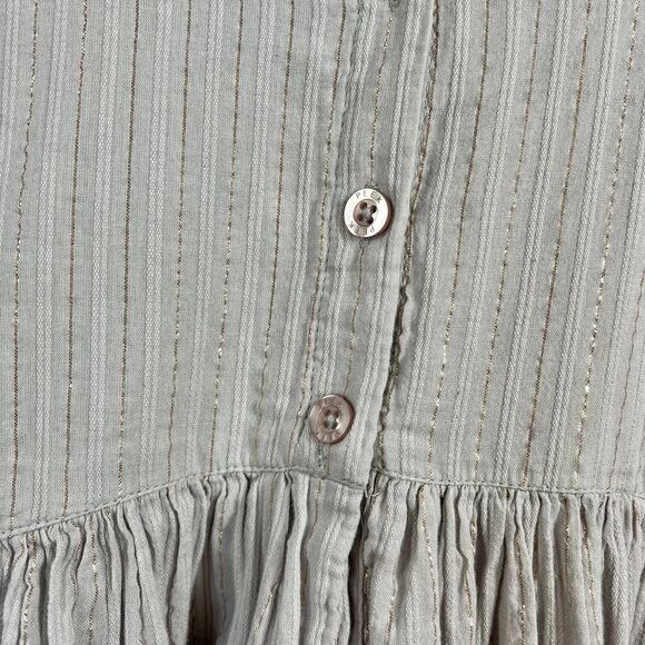 Peek Shiloh Floral Gray Embroidered Metallic Striped Long Sleeve Dress Girls 10 - Picture 9 of 16